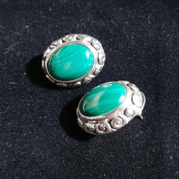 Sterling Malachite earrings - Picture 4 of 6